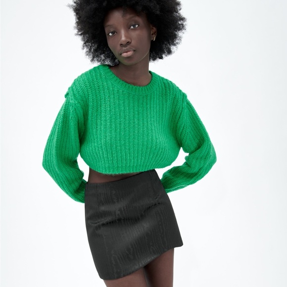 Cropped Knit Green Sweater | Zara - Picture 4 of 6